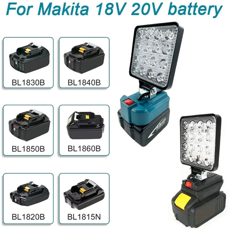 4/Inch Led Spotlights Cordless Emergency Tool Light for Makita 18V Li-ion Battery Outdoor Tent Light Camping  Fishing Flashlight