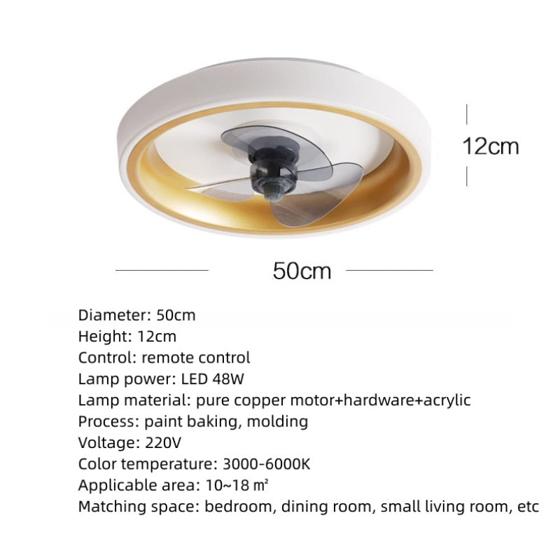 Ceiling Fan With Light And Remote Control Fanstira LED Lamp Small Decorative Fans Cooler Decoration For Bedroom Home Appliance