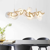 Light Luxury Glass Chandelier Modern Minimalist Dining Living Room Villa Post-modern Bedroom Staircase Pendant Light LED Bulb