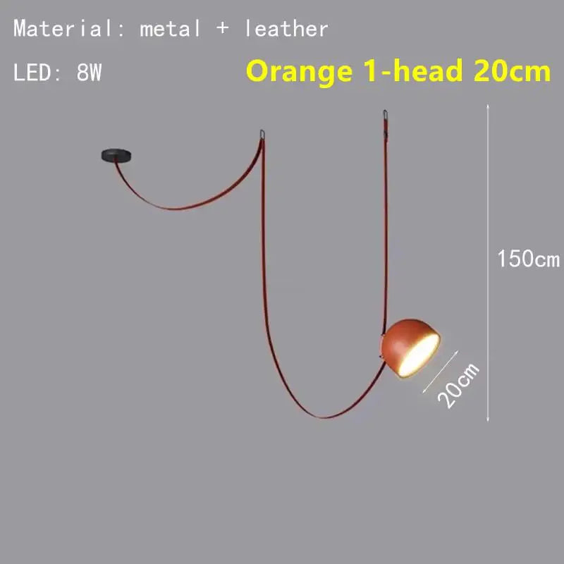 Nordic Art Leather Metal LED Chandelier Living Dining Room Bedroom Bar Island Luminaire Personalized Home Decor Lighting Fixture