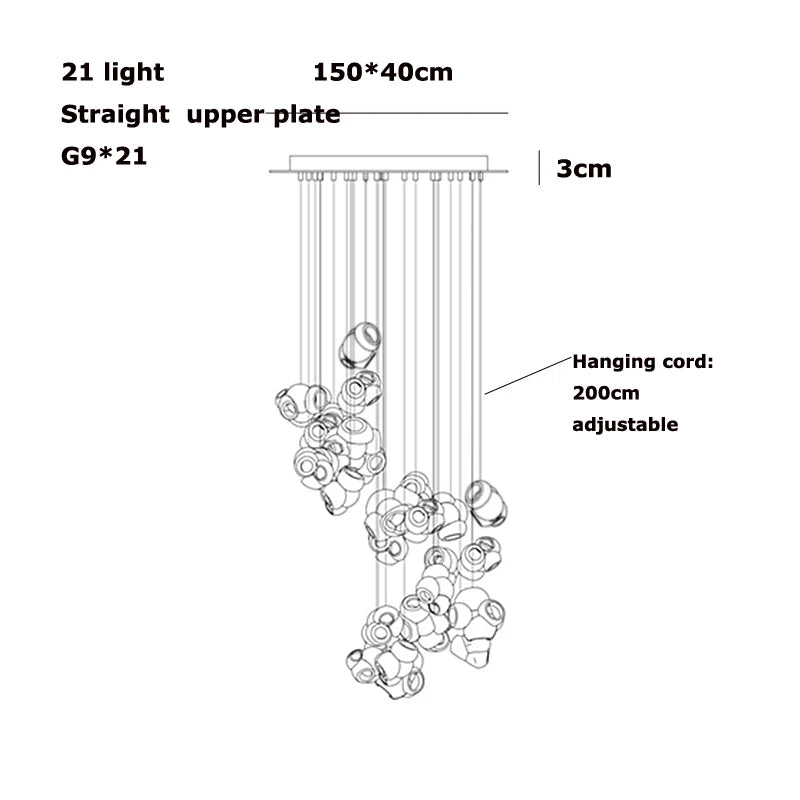 2026 New Trend Home Decoration Geometric Glass G9 LED Chandelier Lighting Lustre Para Sala Estar For Living Room Dinning Room