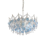 LED French Medieval Pendant Light Style Luxury Blue Crystal Chandelier for Villa Living Room Bedroom Hallway Ceiling Lamp