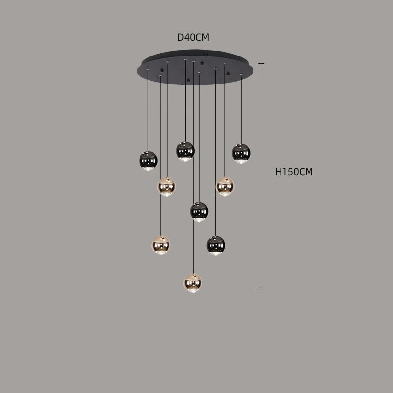 Modern Home Decor LED Lights Pendant Light Lamps for Staircase Chandeliers for Living Room Hanging Light Indoor Lighting