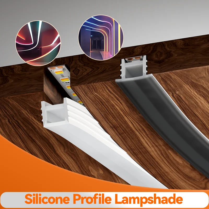 Light Strip Silicone Tube LED Diffuser Flexible Black and White Lampshade with Edge Contour Light Mask Plate Cover