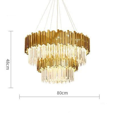 LED Gold Chrome 2 Layer Crystal Ceiling Chandeliers 2023 New Trend Lighting Lustre Suspension Luminaire Lamp For Living Room