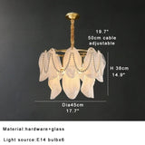 Luxury Glass Chandelier with Pearl Accents - Modern Ceiling Pendant Light Fixture for Living Room, Dining Room & Bedroom