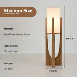 Solid Wood Floor Lamp Japanese Style for Living Room Hotel Teahouse Homestay Bedroom Sofa Corner Standing Light Bedside Table La