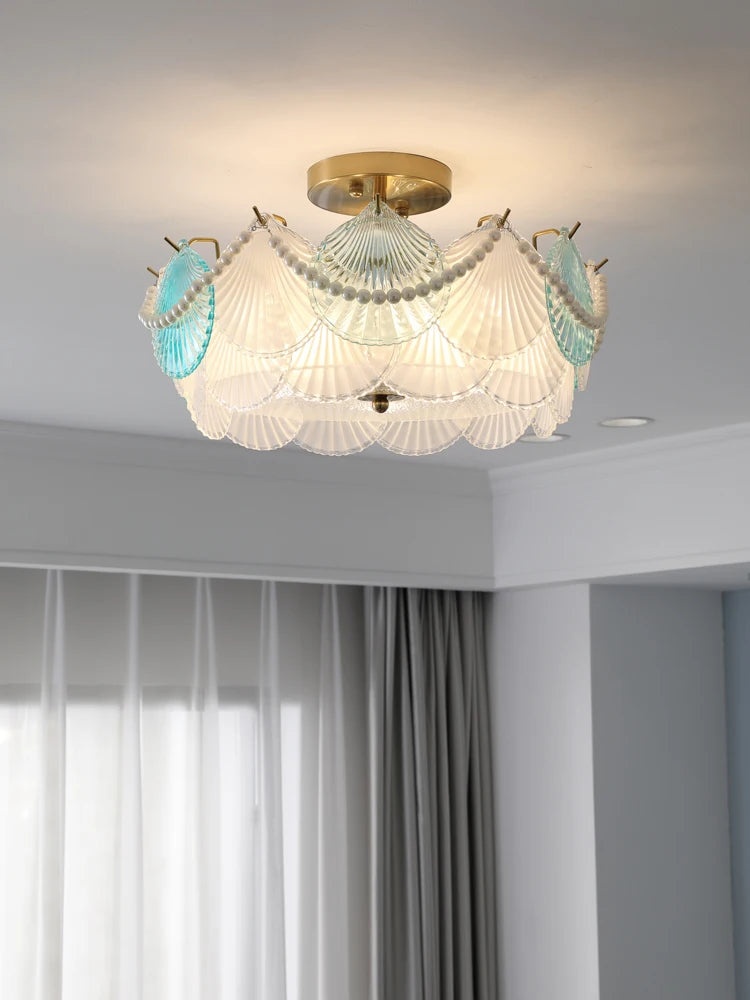 French Lamp Cream Wind Lamps Modern Simple Children's Room Bedroom Lamp Ceiling Lamp Net Red Shell Lamp 2023 New Light Luxury