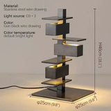 Taliesin Architectural Wooden LED Floor Lamp - Nordic Designer Stacked Column Standing Light Fixture for Living Room, Bedroom, Hotels & Villa Decor