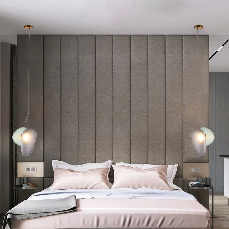Nordic Creative Cobblestone Glass LED Pendant Chandelier for Restaurant Kitchen Bedroom Bedside Hotel Indoor Decor Lighting 2026