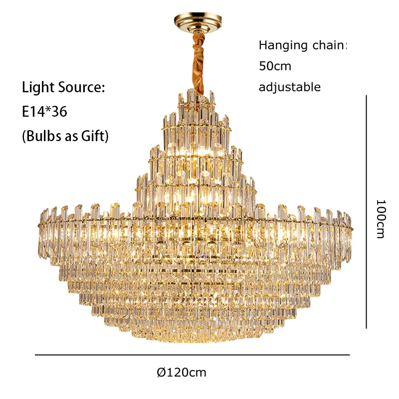 LED Luxury Light Fixture Lustre Crystal Ceiling Chandeliers Hanging Lamps Modern Decor High-end Home Appliance for Dining Room