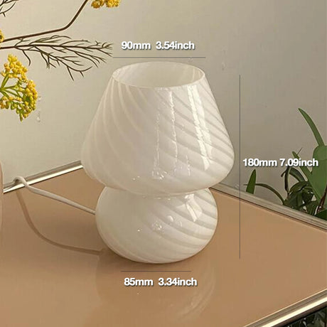 Murano Glass Desk Lamp Glass Table Bedside Lamps Vintage Striped Small Mushroom Decors Ambient Light Bedroom Livingroom