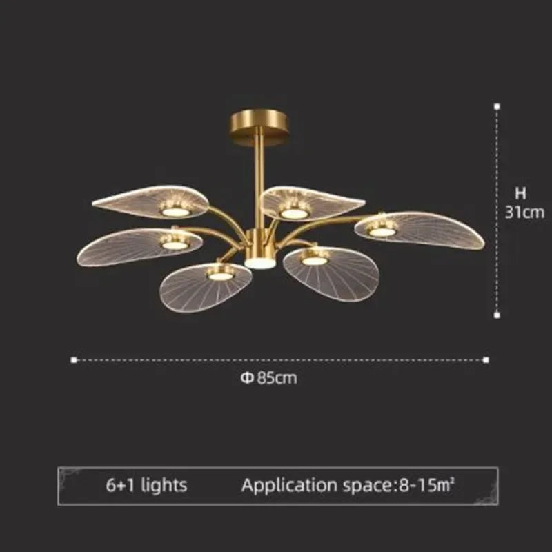 Nordic Gold Lotus Ceiling Light - Luxury Acrylic Hanging Lamp for Dining Room