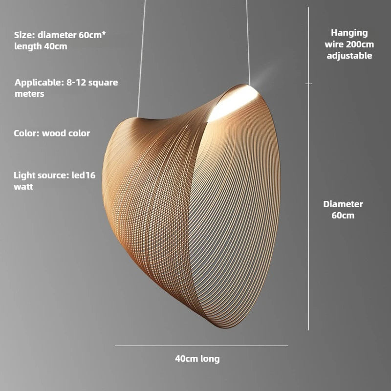 Modern Minimalist Wabi-Sabi Style Wooden Pendant Light Suitable Living Room Bedroom Dining Room Nordic Designer Decorative Lamp