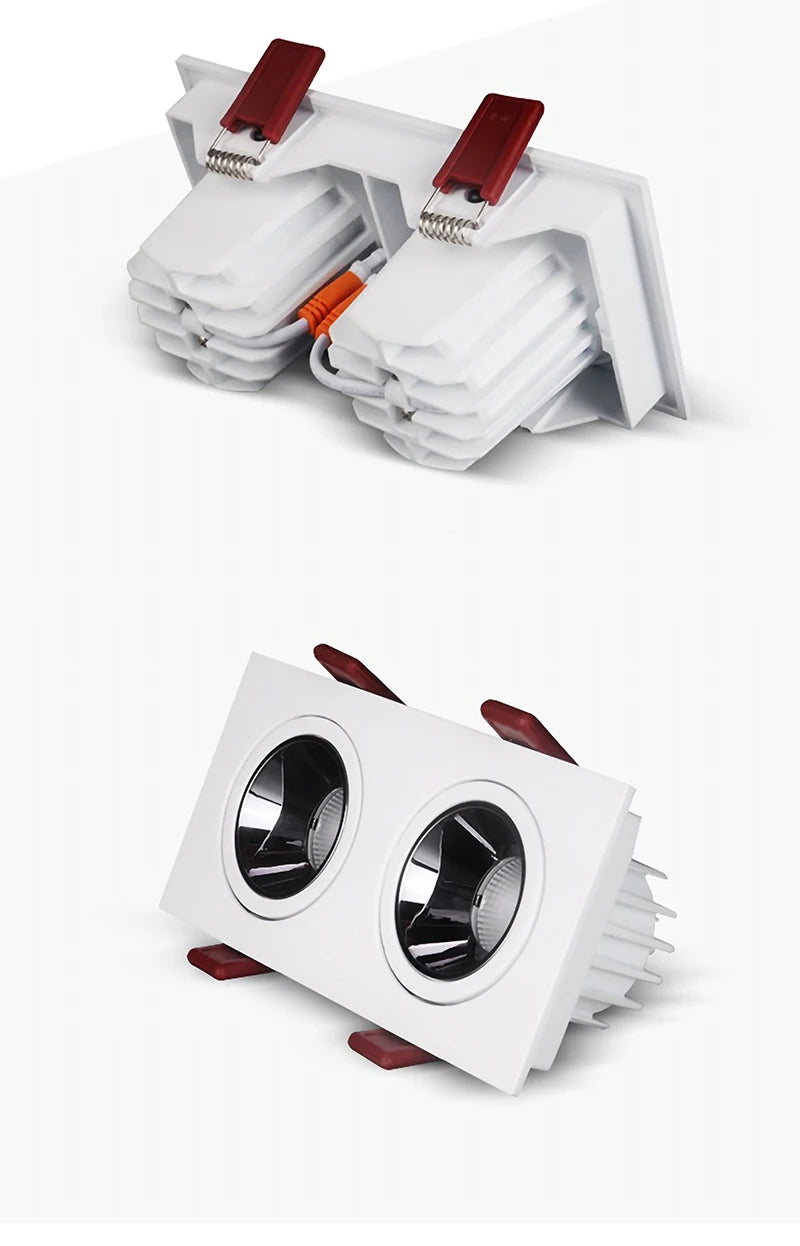 Recessed LED Ceiling Lamp 24W 10W Single/Double Head LED Spot lights COB Anti-Glare Downlight For Home Office Store Indoor