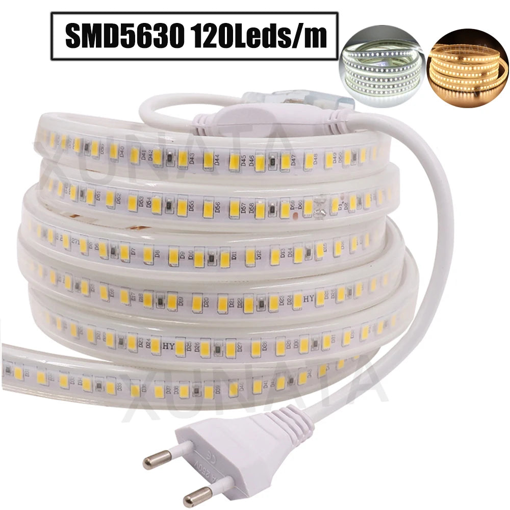 240Leds/m LED Strip SMD 5730 2835 5050 5630  220V 240V Waterproof LED Tape Rope Light RGB Warm White Home Decoration Lighting