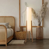 Wabi Sabi Japan Floor Lamp Restaurant Teahouse Living Room Fabric Stand Lamp Solid Wood Floor Light for Room Decor Fixture LED