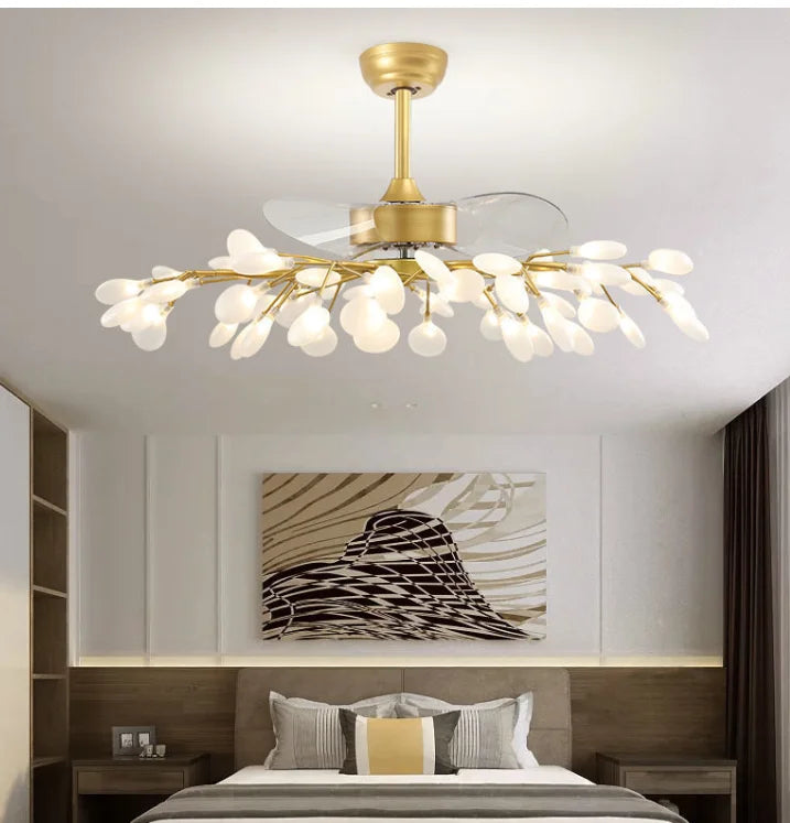 23 Inch ceiling fan fans with lights remote control Reversible ventilator lamp bedroom decor Silent Motor glowworm firefly