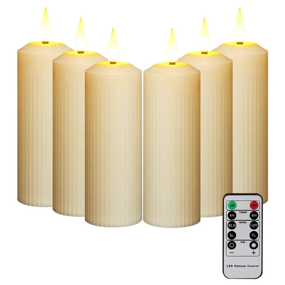 6Pc Rechargeable Flameless LED Candle Waterproof LED Flickering Candles Tea Lights with Remote Timer for Wedding Christmas Decors