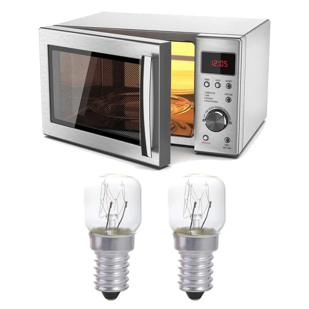 2-Pack 15W E14 High-Temperature Incandescent Bulbs (300°C) - Clear Glass Pygmy Light Bulbs for Ovens, Refrigerators & Salt Lamps