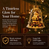 Light Up Christmas Tree Hanging Ornament Transparent Bell Elk Santa Warm Led Light Pendant Acrylic Home Holiday Decoration Gift