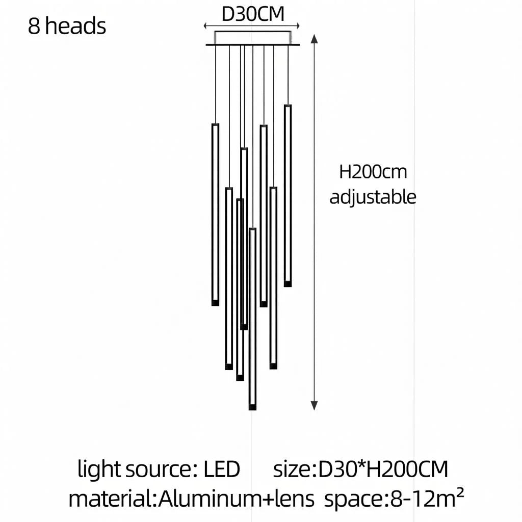 Modern Stair Chandelier Nordic Luxury Minimalist Pendant Light Villa Living Room Lighting LED Showroom Ceiling Lamps Chandelier