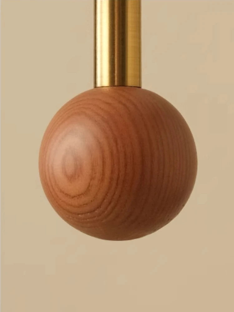 Retro Fabric Lampshade Pendant Light Japan Circular LED for Room Dining Table Apartment Wooden Ball Lighting Fixtures E27