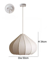 Japanese Wabi-Sabi Linen Pendant Light - Medieval Round Lantern Ceiling Art Lamp Fixture for Restaurant, Bedroom, Homestay & Dining Area