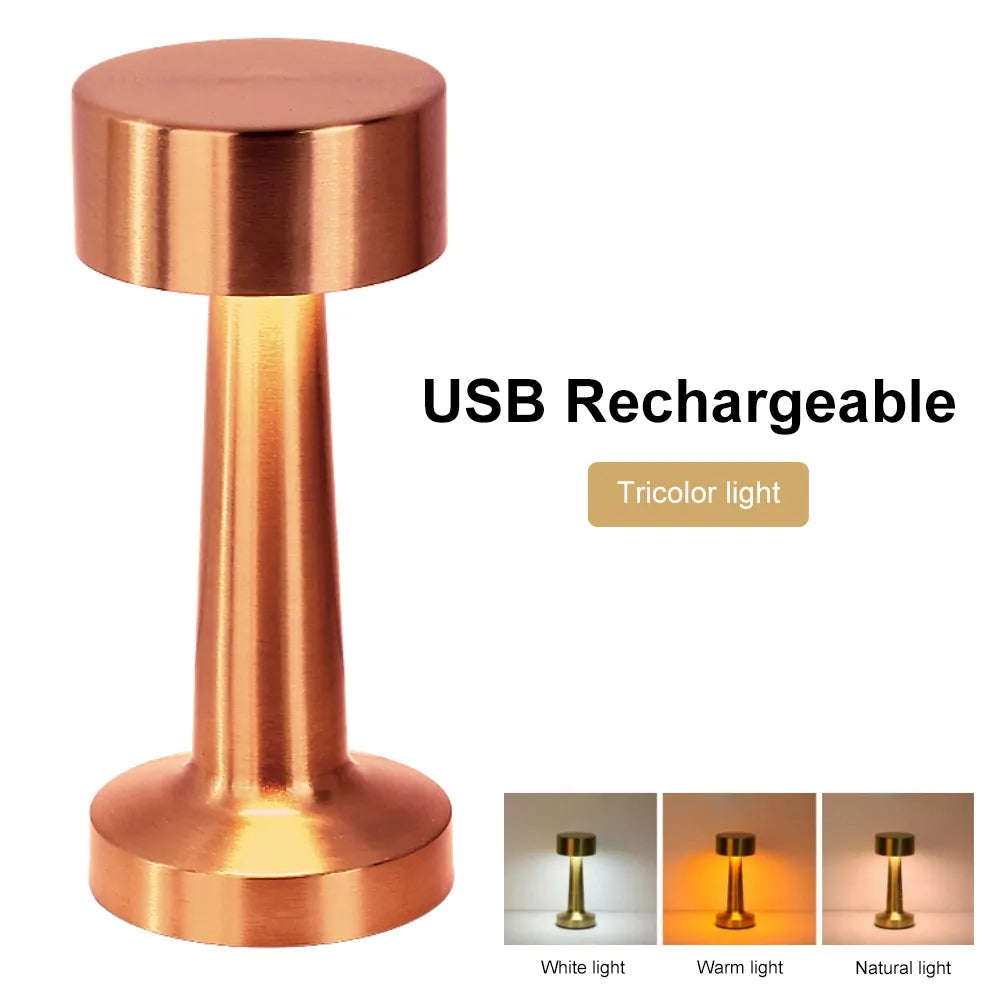 Retro Table Lamp Metal Touch Decors for Bar Coffee Table Restaurant Decoration Light Desk LED Rechargeable Night Lights Bedroom