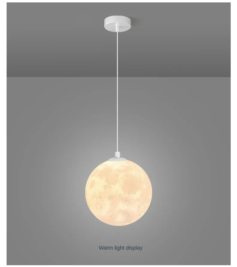 Modern LED Lunar Ceiling Chandelier Planet Shaped Moon Living Dining Room Pendent Lamp Home Decors Hanging Light Luster Fixtures