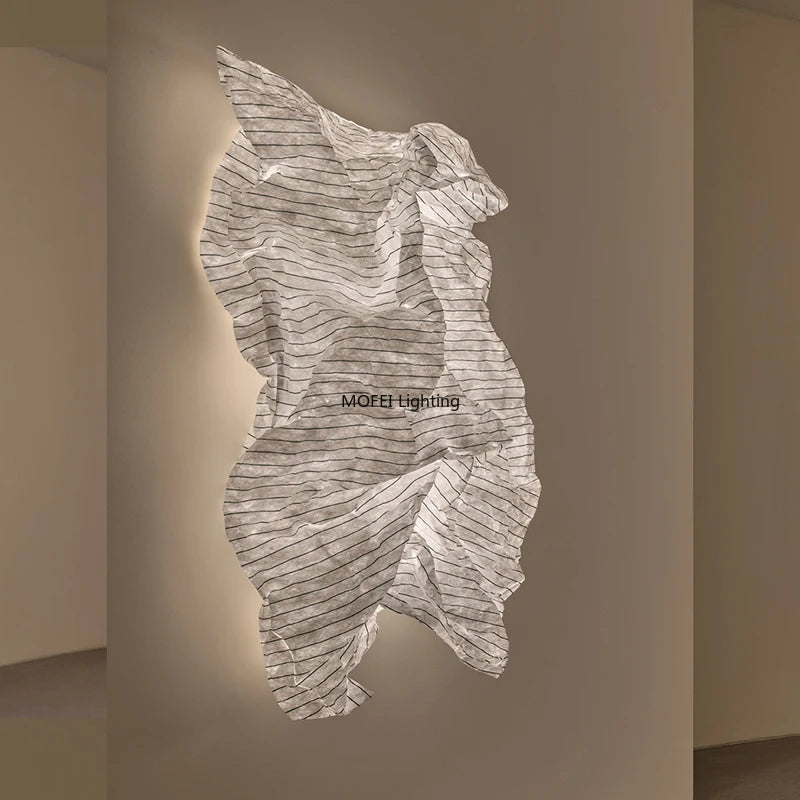 Retractable Wooden Chandelier Elastic Mesh Fabric Modern Ceiling Light Soft Diffused Ambient Lighting for Living Room Bedroom