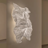 Retractable Wooden Chandelier Elastic Mesh Fabric Modern Ceiling Light Soft Diffused Ambient Lighting for Living Room Bedroom