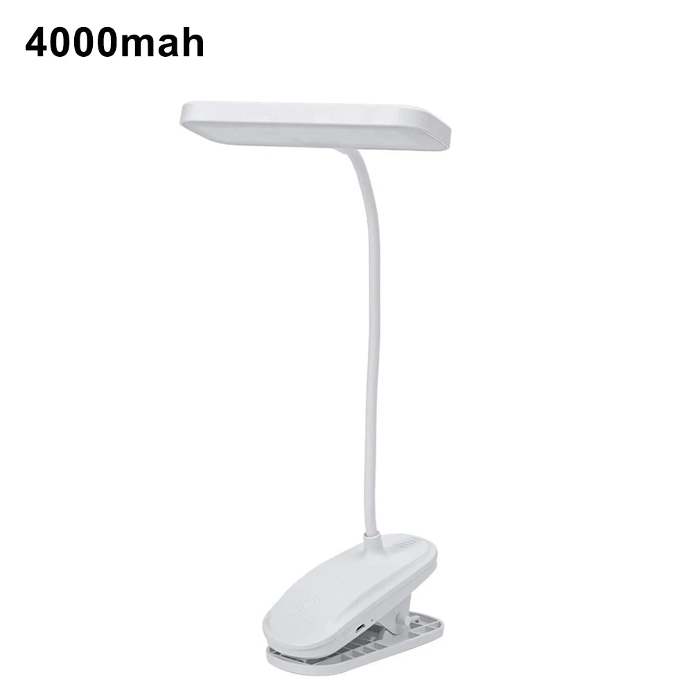 360° Flexible Study Table Lamp with Clip USB Rechargeable Desk Lamp Bedside Night Light for Bedroom Study Reading Office Work