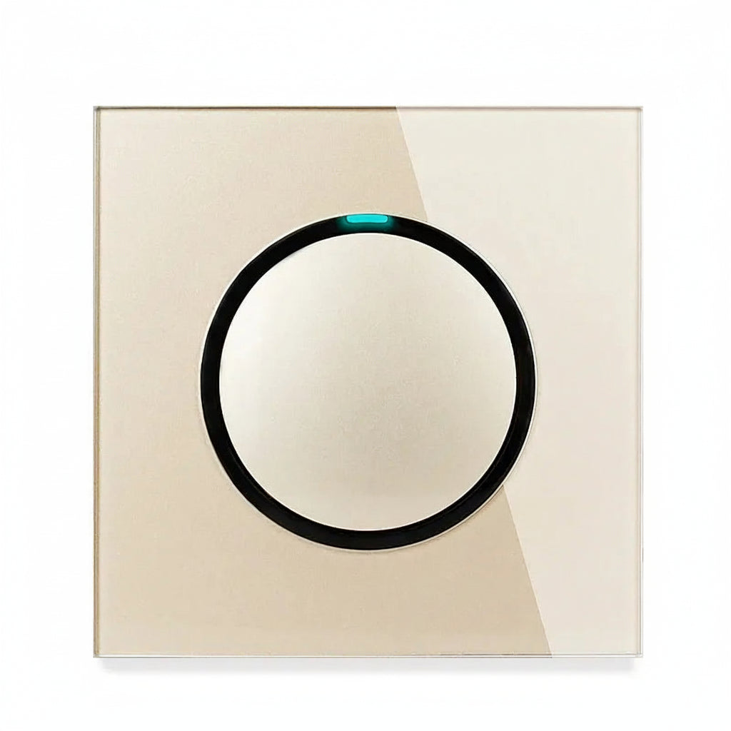Modern 2-Way Pass Through Light Switch - Gray Glass Panel with LED Indicator