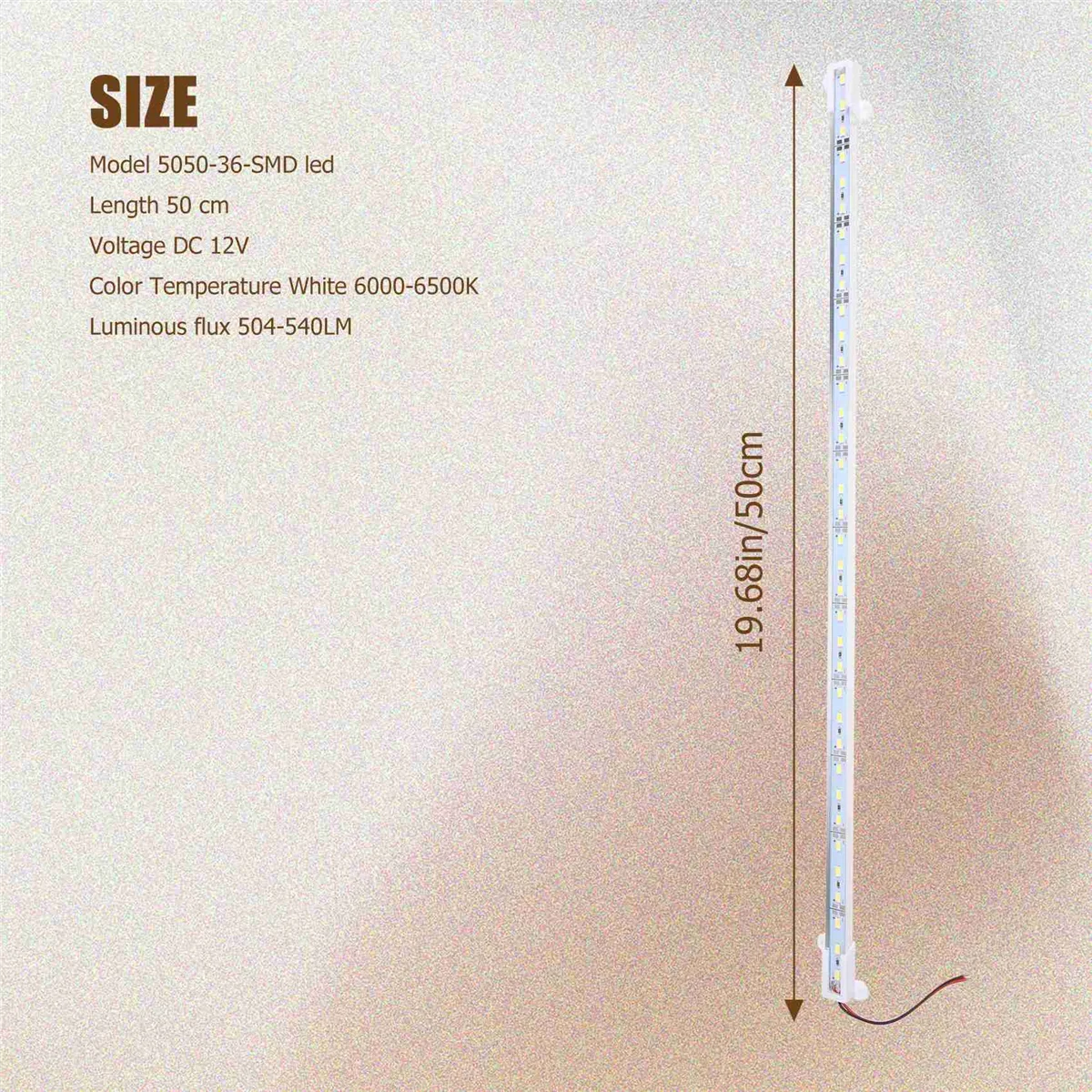 LED 50CM 12V 36 LED 5050 SMD Hard Strip Bar Light Aluminum Rigid White