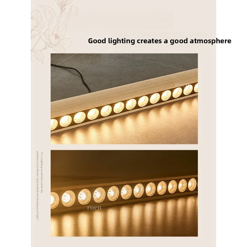 Designer Long-Strip Lamps Made Of White Waxwood Rustic Wooden Dining Island Study Table 2026New Dining Table Tea Room Chandelier