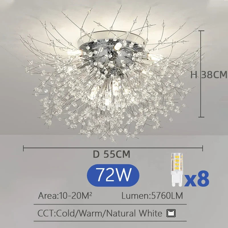 Modern Luxury Living Room Crystal LED chandelier Dandelion Firefly Bedroom Light Lighting Ceiling Pendant Lamp Home Decoration
