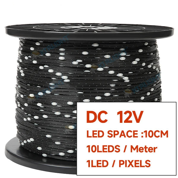 DC12V WS2811 3-Pin Addressable RGB Fairy Lights (IP68 Waterproof) - Black Wire Pixel String for Room & Outdoor Holiday Decor