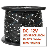 DC12V WS2811 3-Pin Addressable RGB Fairy Lights (IP68 Waterproof) - Black Wire Pixel String for Room & Outdoor Holiday Decor