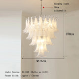 Cloudy White Glass Flower Petal Vintage Chandelier Italy Design Lighting Fixture LED Remote Dimmable Available Living Room Deco