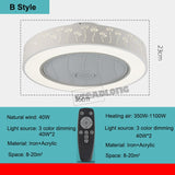 Morden LED Invisible Ceiling Fan Lamp With Remote Control Dining Room Bedroom Heating Fan Lamp Bluetooth music Light Lustre Deco