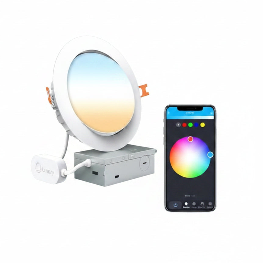 6-Inch Smart Gimbal Recessed Light - 355° Adjustable RGBWW WiFi Ceiling Lamp