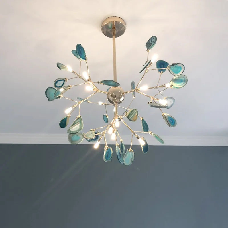 LED Agate Chandelier Modern Firefly Chandelier Living Room Bedroom Flower  Bedroom Kitchen Indoor Tree Branch Pendant Light