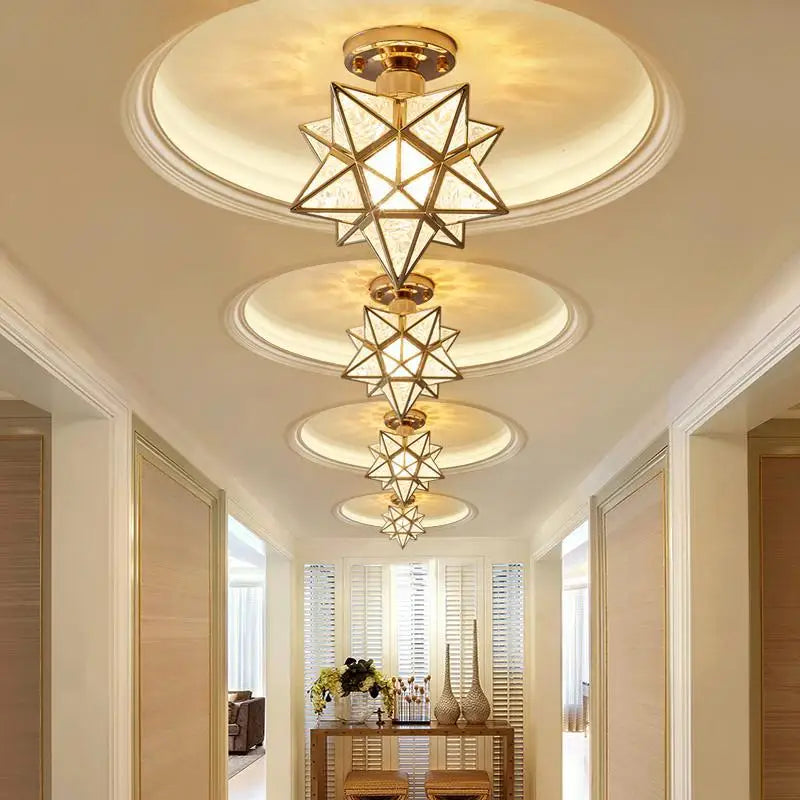 Nordic Light Luxury Simple Corridor Lamp Creative Porch Balcony Home Bedroom Net Red Star Diamond Corridor Ceiling Lamp