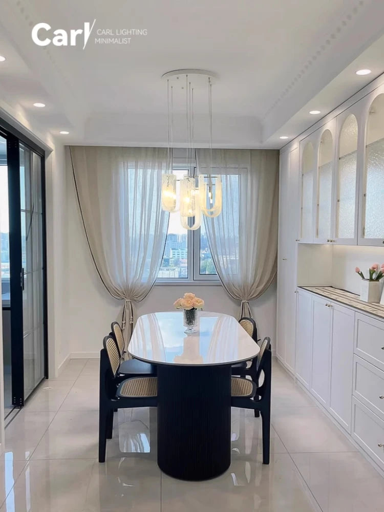 Ribbon Light Luxury Restaurant Cream Style Chandelier Designer Atmospheric High-end Staircase Chandelier Glass Chandelier