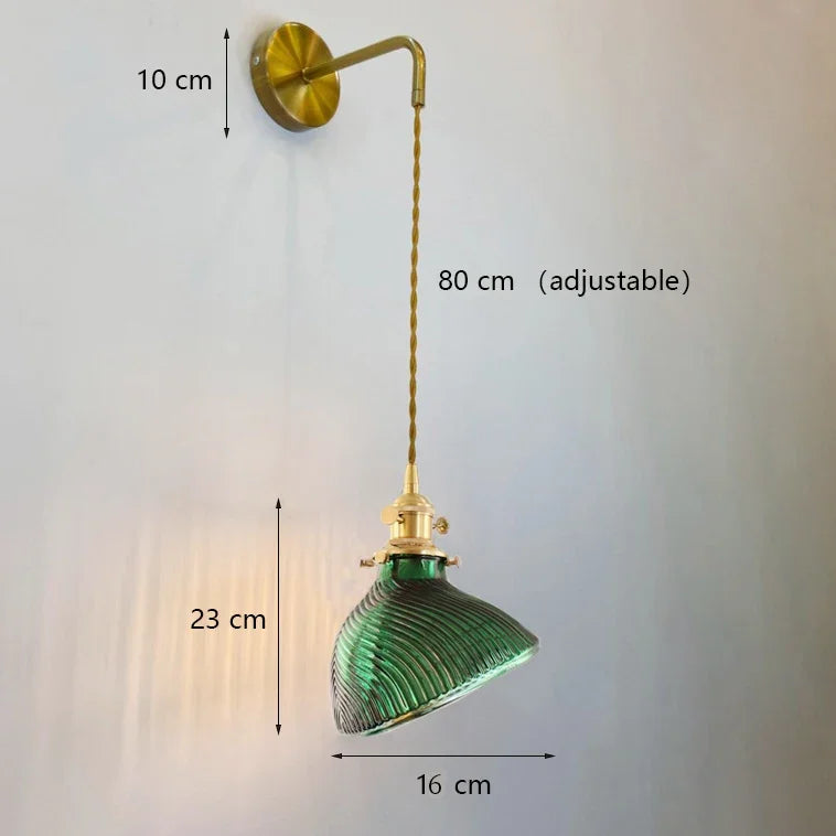 Nordic Green Minimalist Glass Light Chandelier Creative Wall Lights Personality Brass Decors Sconce Bedroom Bedside Dining Room