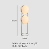 2026 Modern Creative Chrome Floor Lamp - White Acrylic Ball LED Standing Light