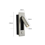Creative Rotatable Aluminum Wall Lamp LED Embedded Sconce Hotel Cafe Bar Bedside Copper Nickle Chrome Metal Reading Lighting