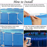 12M LED Rope Light Outdoor Waterproof Swimming Pool String Light 4 Modes Battery Operated Remote Control Trampoline String Light