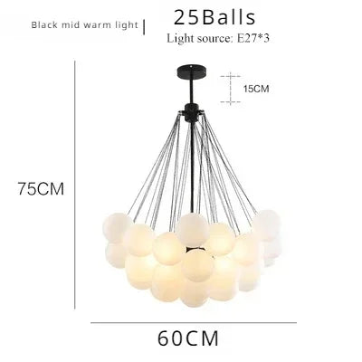 Modern Glass Balls Chandeliers Black/Gold Dining Living Room Bedroom Cafes Hall Home Decor Pendant Light Indoor Lustre Luminaire